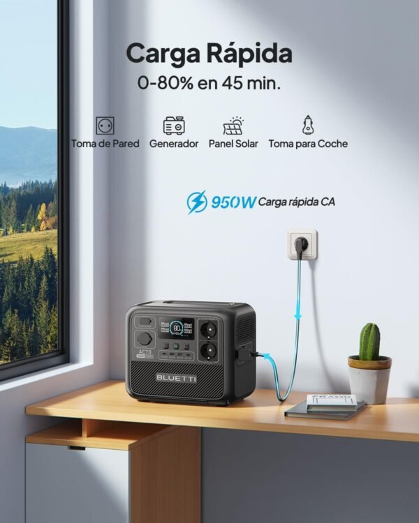 BLUETTI AC70: Generador Solar 768Wh – 1000W - Imagen 2