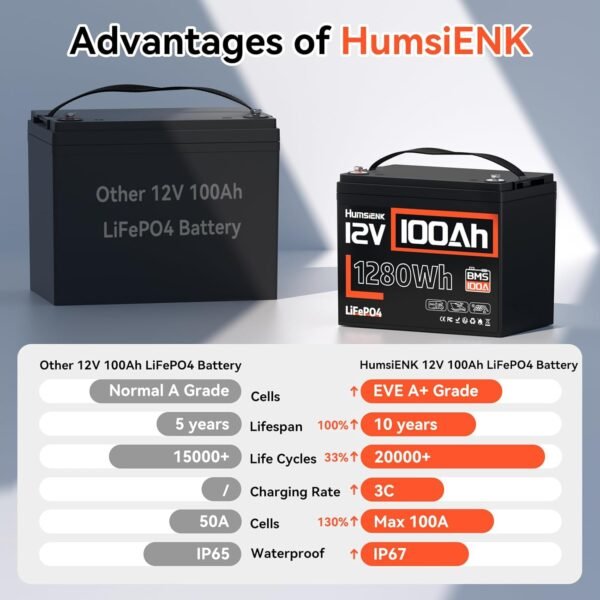 Batería de litio de 12 V 100 Ah LiFePO4 - Imagen 2